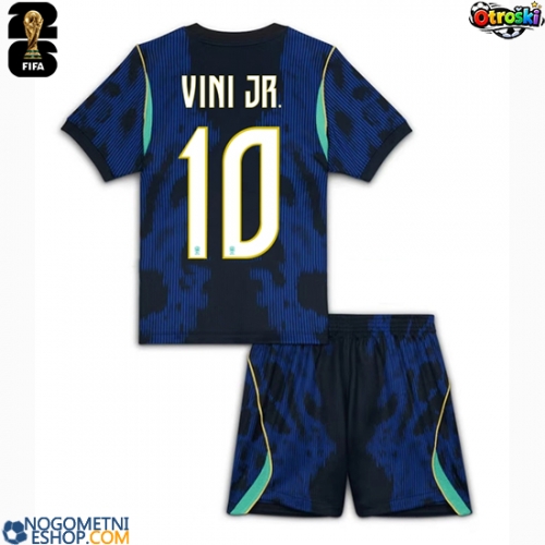 Otroški Nogometni dresi Brazilija Vinicius Junior #10 Gostujoči SP 2026 Kratek Rokav (+ Kratke hlače)